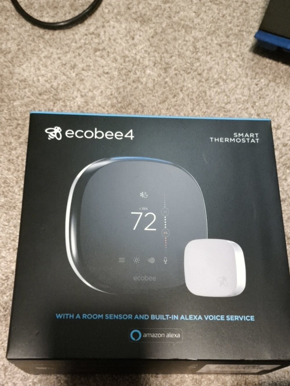 Ecobee4 Smart Thermostat with Room Sensor - Black